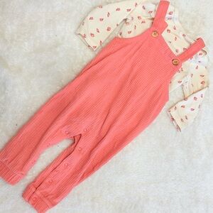 GUC 3-6 months Baby Cat & Jack Bodysuit and Overall Romper Set